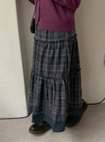 Jinz Check Frill Banding Long Skirt
