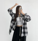 Soft check loose fit long sleeve shirt
