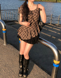 Even Asymmetrical Check Blouse