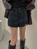 destroyed slit mini skirt
