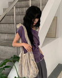 Shima Drape Frill Off-Shoulder Short Sleeve Tee