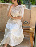[Two Piece] Hueri Punching Blouse Long Skirt