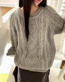 Veda cable round neck over wool knit