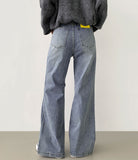 Loose Wide Bootcut Fit Banding Span Denim Pants