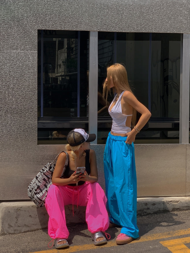 【U LAN】[Festival look] Sparkle Neon Nylon Pants U LAN (ユーラン) - [フェスティバルルック]スパークルネオン