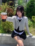 [U-BASIC] See-through Linen Ribbed Crop Cardigan