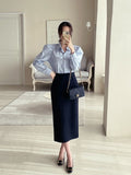 Nancy Stripe Puff Shirt Blouse