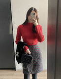 Cleans Check Tweed A-Line Mini Skirt