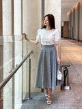 Rebel Check Banding Flare Long Skirt