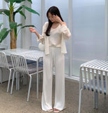Tight Pleats Slim Semi-Wide Straight Banding Pants