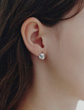 Champagne Full Moon Silver (W) Point One-Touch Earrings XS