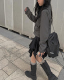 Noki shirring zip-up jacket