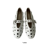 EYELET STRAP FLAT SHOES