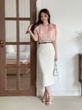Love It Tie Diagonal Frill Puff Blouse