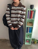Tamen Stripe Collar Knit Cardigan