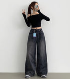Hem Snap Four-Season Banding Long Wide Denim Pants