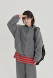 [BAONHAUS] Amoki check color fleece hood zip-up jumper