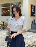 Lopiel Denim Like Banding Flare Long Skirt