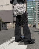 Longdi Bootcut Black Blue Washing Denim Pants