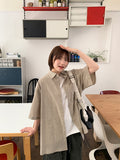 [unisex] Netu Stripe Collar Over Short Sleeve Shirt
