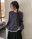 Kunin Frill Stripe Ribbon Long Sleeve Tee