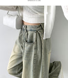 Summer ver cooling pleats side pintuck balloon wide fit pants