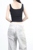 Noise Button Ribbed Sleeveless