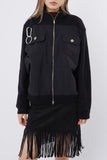 Chest pocket 2-way zip-up knit jacket