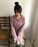 Elz Button Rib Hood Knit