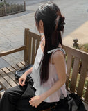 Summer Corset Shirring Sleeveless Ribbon Blouse