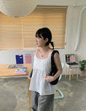 Peulnyu Shirring Flared Sleeveless Blouse