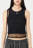 Double mesh layered sleeveless top