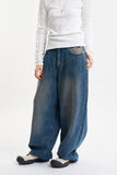 Morgan reverse pocket wide denim pants