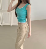 Trendy Mint Core Layered Recommendation Color Slim Fit Sleeveless