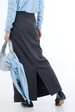 Poled Maxi Long Skirt