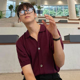 Linen collar short sleeve cardigan
