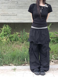 Fomit Diagonal Snap Button Slim Short Sleeve T-Shirt
