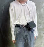 Loose-fit Silket U-Neck Long Sleeve T-shirt