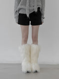 1177 Fur Platform Sole Long Boots (5cm)