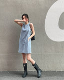 Paying Denim Sleeveless Mini One Piece