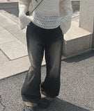 Miya Black Blue Wash Denim Wide Pants