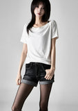 Flip short denim pants
