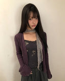 BL Button Point Ribbed Slim Cardigan