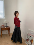 Moet Banding Suede Tiered Long Skirt
