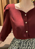 Melua Heart Neck Three Quarter Blouse