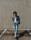 Faber slub washed wide denim