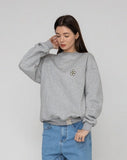 Line Flower Dot Embroidery Sweatshirt
