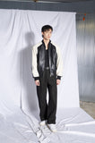 [Real Leather] Lambskin Two Tone Stadium Jacket