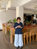[unisex] Hyonka Summer Stripe Collar Over Knit