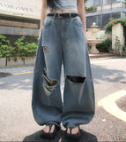 Pave Vintage Damage Balloon Denim Pants